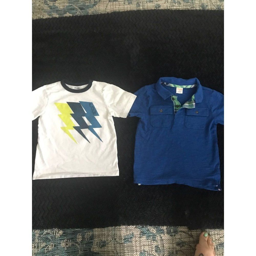 Gymboree size 3t Lot Of 2 Shirts blue Polo white lightning Bolt